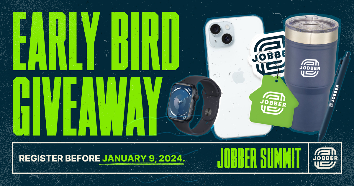 Early bird alert! 🚨 Register for Jobber Summit before January 9, 2024 for your chance to win an iPhone 15, Apple Watch 9, and Jobber swag box. 🎉 Secure your spot and register for FREE today 👉 getjobber.com/summit?utm_sou…