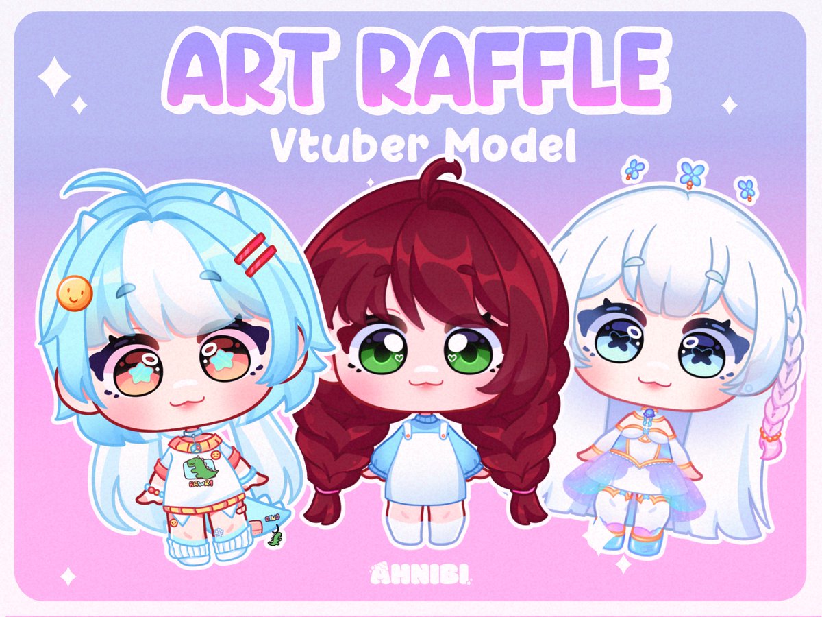 ✧. ART RAFFLE .✧
Small vtuber model 2.0  

Rules:
✧ 1 WINNER    
✧ Follow <a href="/ahnibi/">ahnibi 🌸 | VARTIST</a>
✧  🔁+ ❤ 
✧ Drop your PNG 
  
Deadline: 15 January   
 #Vtuber #VtubersEN #Raffles #artraffle
