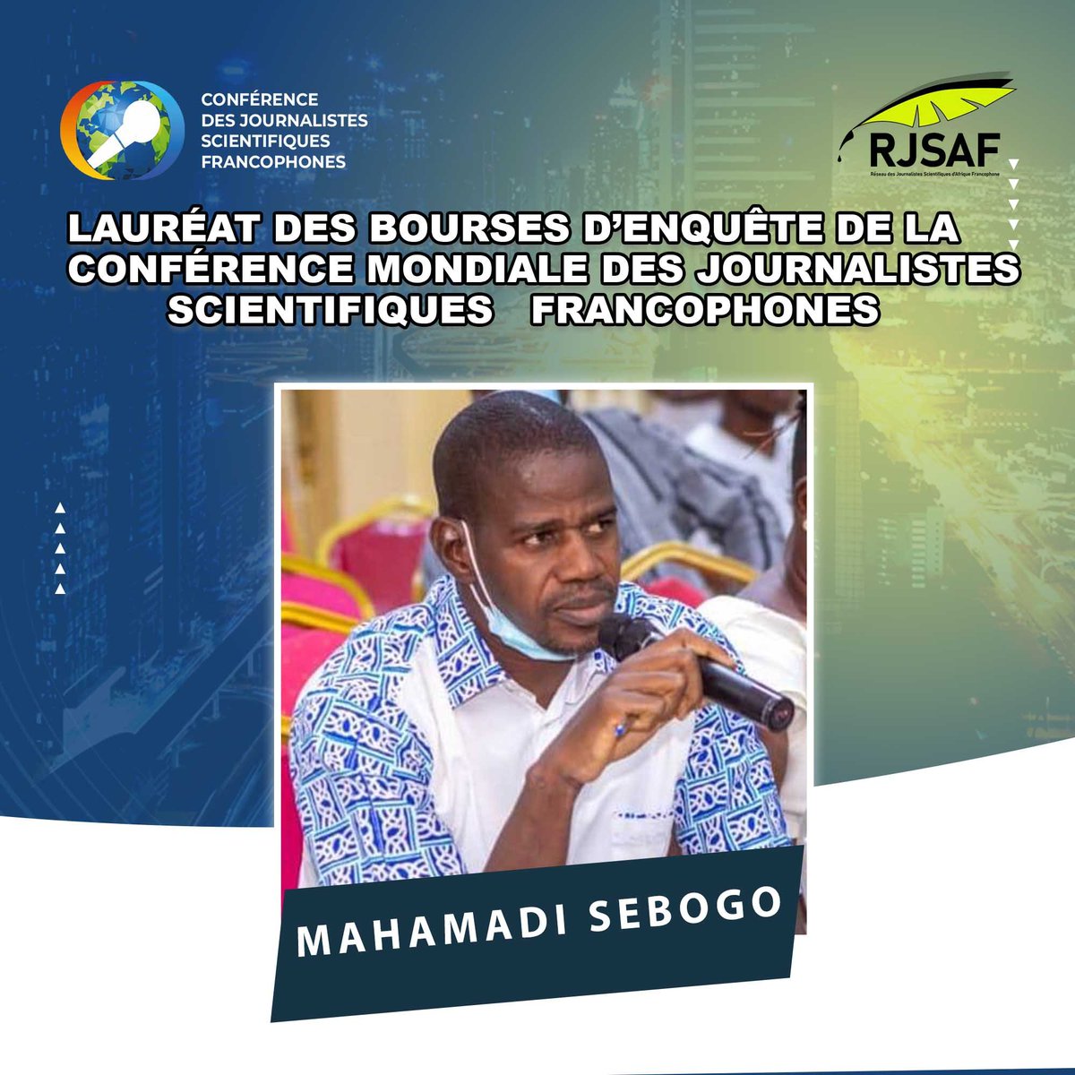 Mahamadi Sebogo est journaliste, chef desk au quotidien national burkinabè Sidwaya. Ses productions portent essentiellement sur l’économie, les finances, l’environnement, le climat et les sciences. Il est l'un des lauréats de la bourse offerte par notre réseau (RJSAF).