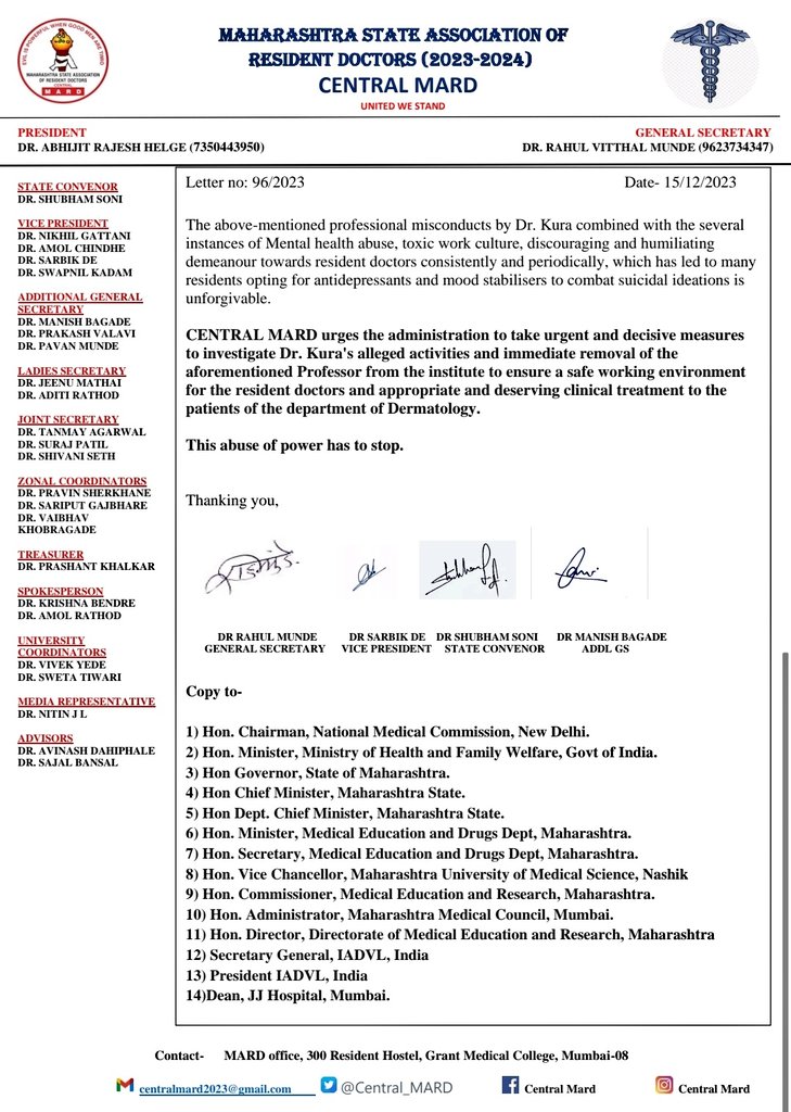 Team #FAIMA stands in solidarity with 
@Central_MARD & demands for immediate termination & high end inspection of #HOD #Derma at #JJHOSPITAL #Mumbai #GrantMedicalCollege.

This kind of #ToxicCulture will not be tolerated anymore, no matter at what position he/she is
#StopAbuse.