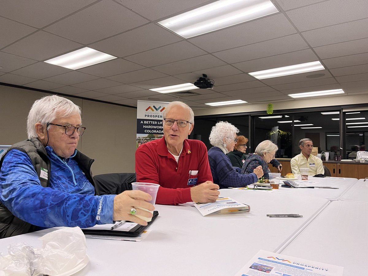 Thank you to everyone who came out to our listening tour event in Centennial last night! Huge thank you to @JeffBridges and @SenatorKolker for listening to residents discuss housing, health care and more. #copolitics