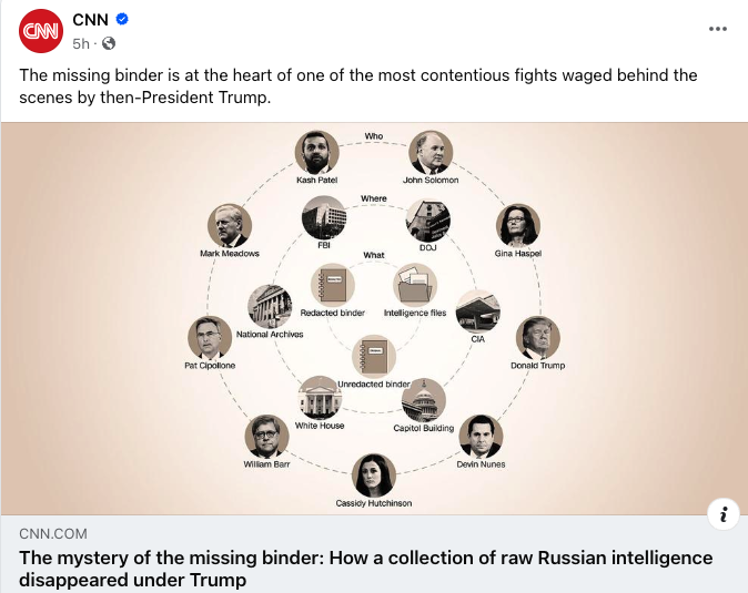 1/ CNN scoop raises major national security issues and criminal liability. Missing binder included raw intelligence on Russia. Evidence that Meadows took the binder on January 20. NYT corroborates and has more evidence pointing to Meadows' involvement. cnn.com/interactive/20…