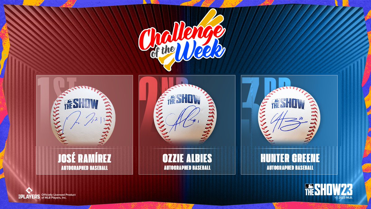 Another week, another shot to earn one of these awesome rewards! 🥇 José Ramírez ✒️⚾ 🥈 Ozzie Albies ✒️⚾ 🥉 Hunter Greene ✒️⚾ #MLBTheShow