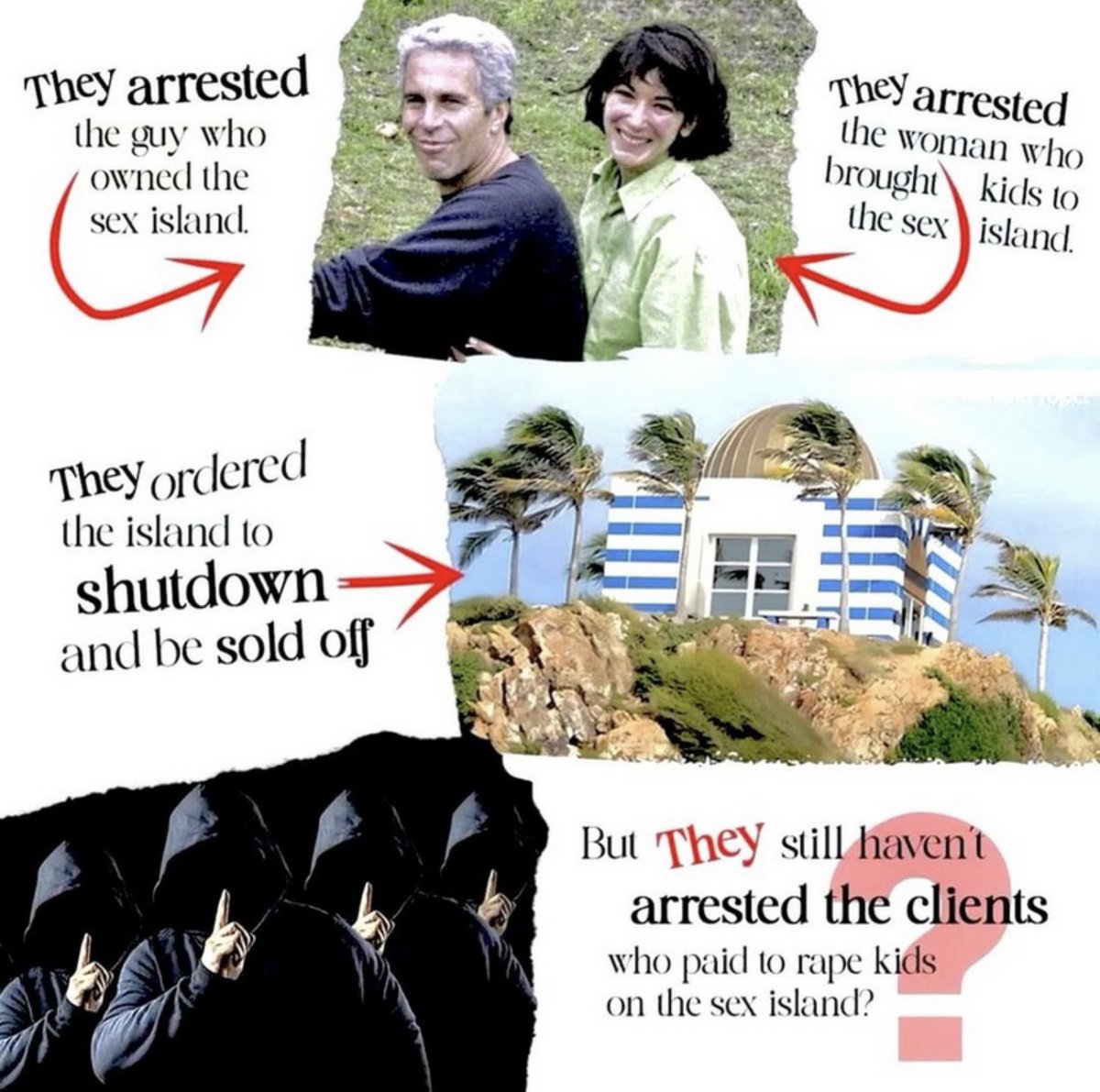 The Official Jeffrey Epstein Pedophile Arrest is still ZERO because they NEVER cared about Children being Trafficked, Raped, Tortured, and Sacrificed on Epstein Island, they ONLY care about protecting the customers doing these Evil things to the children!

#EndChildSexTrafficking