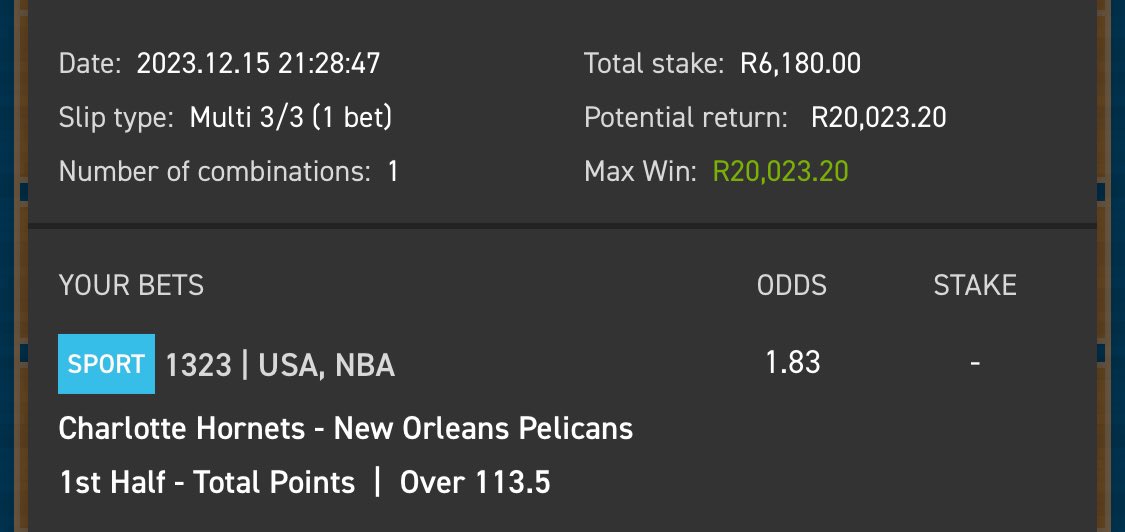🟡Get in on Ticket 2 👊🏼
🟡CBA🏀

🟡Start Time 02.30 pm🕰️ 

10 followers to get R20-R1500 from me when they,

>Repost and Like this Tweet
>Place a bet with R1 or more and respond with proof.

>Ticket Link: easybet.co.za/share-a-bet/11…
>Ticket Code: 110652

>Use Promo Code: LU50 to sign