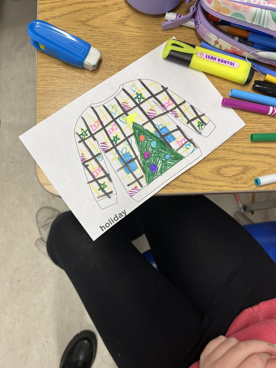 Ss created a holiday sweater based on their descriptive writing!🪔🎄 <a href="/ps_baxter/">Baxter Central PS</a>