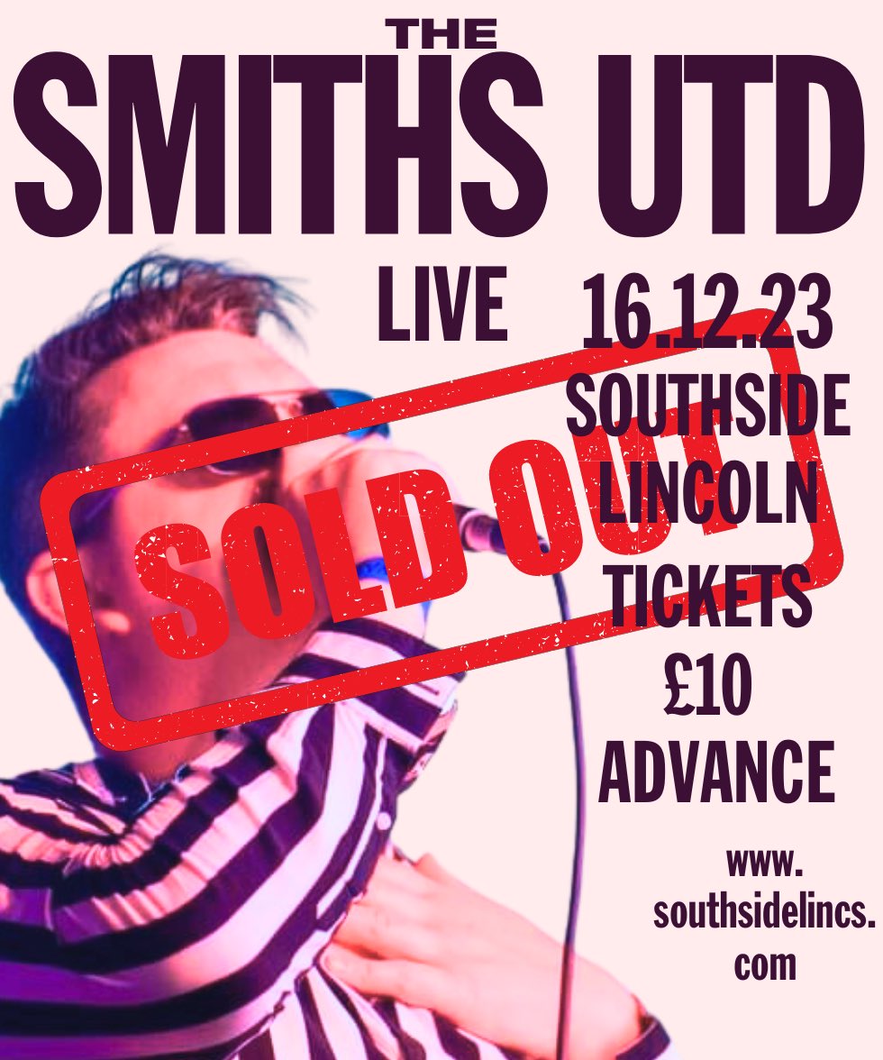 Times for our sold out Lincoln show tomorrow Southside Lincoln 

Doors 19:00
Lyford (support) on stage 19:30
Us onstage 20:45
#thesmiths #thesmithsutd #thischarmingsound #southsidelincoln #morrissey #thesoundofthesmithsandmorrissey #Lincoln