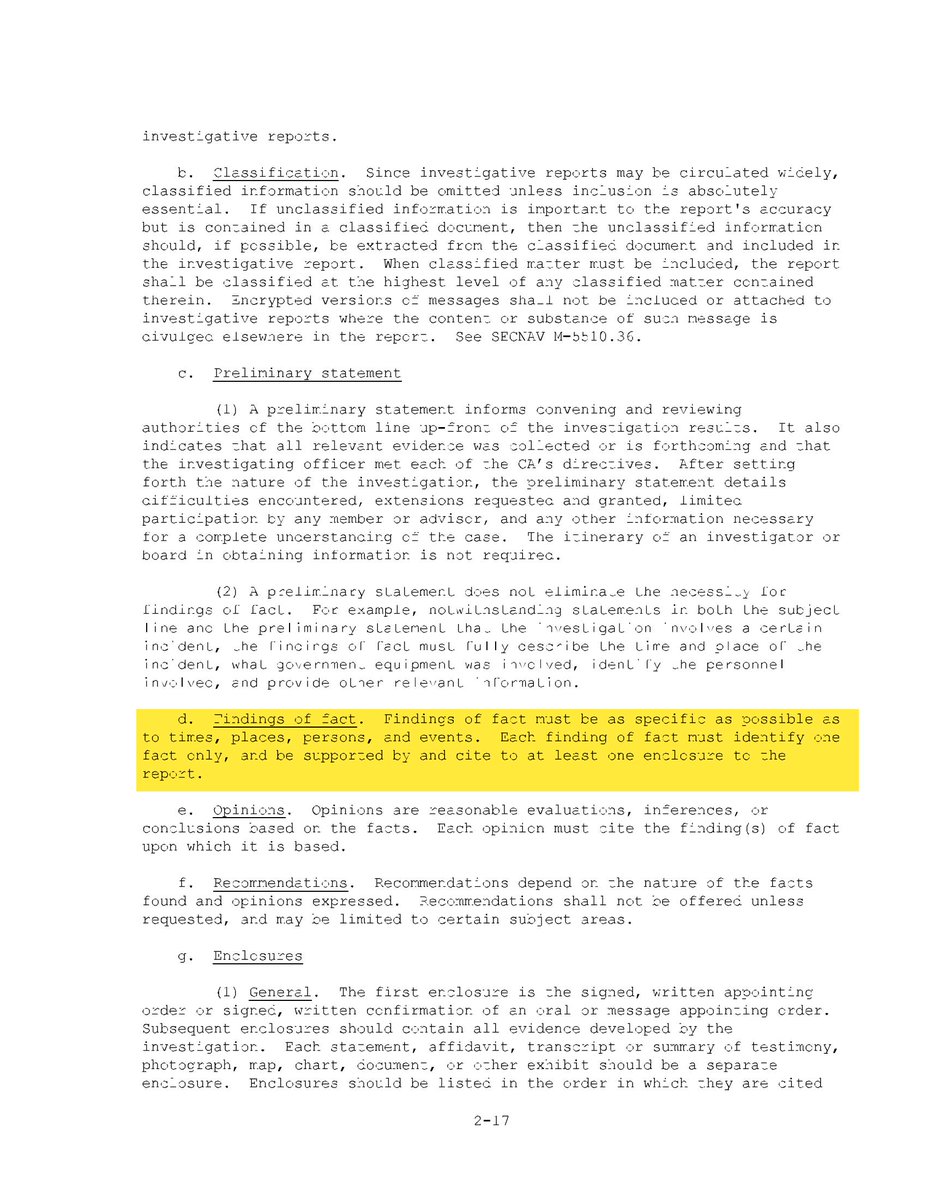 usslibertyvets: @FalconApoda @Sentient4Truth @ReneUpshaw1 Not so my good friend. It is no more true today than when you first suggested it. The Manual covers both Courts Martial and Administrative Investigations. The part I referenced — from page 2-17 …