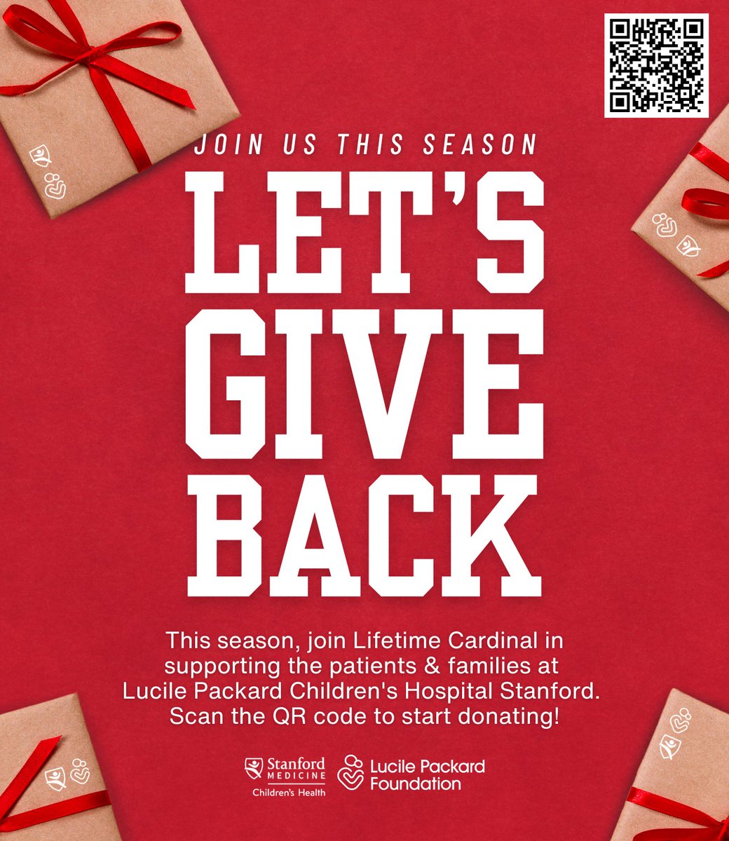 Luke Baklenko πΊπΈ (@lukebaklenko) on Twitter photo Please consider joining us as we come together to make a difference for patients and families at <a href="/StanfordChild/">Stanford Children's</a> . Your donation helps bring joy to those who need it most! Please scan the QR code on the infographic to donate today!
<a href="/LPFCH/">Lucile Packard Foundation</a> <a href="/Lifetime_Card/">Lifetime Cardinal</a> Please consider joining us as we come together to make a difference for patients and families at <a href="/StanfordChild/">Stanford Children's</a> . Your donation helps bring joy to those who need it most! Please scan the QR code on the infographic to donate today!
<a href="/LPFCH/">Lucile Packard Foundation</a> <a href="/Lifetime_Card/">Lifetime Cardinal</a>
