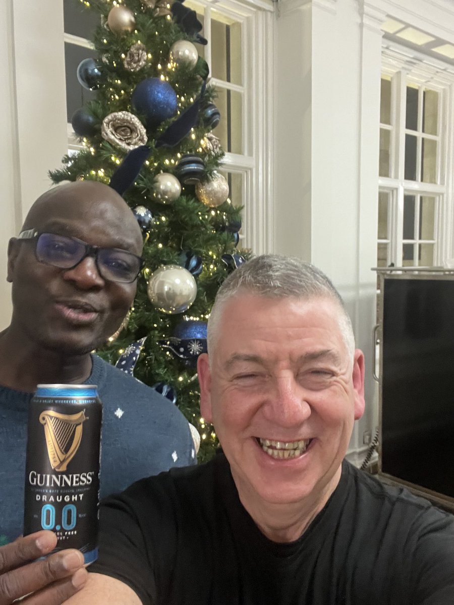 Can’t believe it 😂 My mate Olu is drinking 0.0 Guinness. I Think we need to take a trip to Dublin ☘️🇮🇪 and try a jar of the real stuff 😀