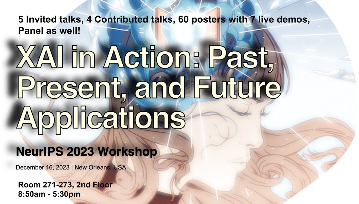 Join us 2mrw @⚡️XAI-in-Action : Past, Present &amp; Future Applications⚡️ workshop <a href="/NeurIPSConf/">NeurIPS Conference</a> for an exciting discussion on how far we've come, the current state &amp; future of XAI !

Bonus: Live Demos!

Submit ur ❤️‍🔥 panel questions: app.sli.do/event/6e2A95V2…

🔗xai-in-action.github.io
