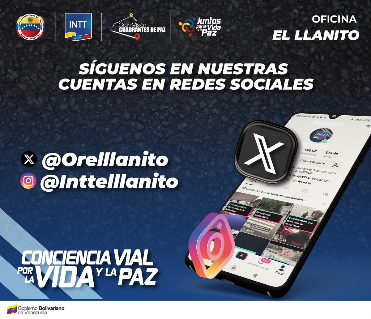 Si te encuentras en El Llanito y quieres estar al tanto de las novedades del INTT.
No olvides seguir todas nuestras Redes Sociales para estar informado de las últimas noticias sobre seguridad vial, trámites y regulaciones. 
-
#01Ene