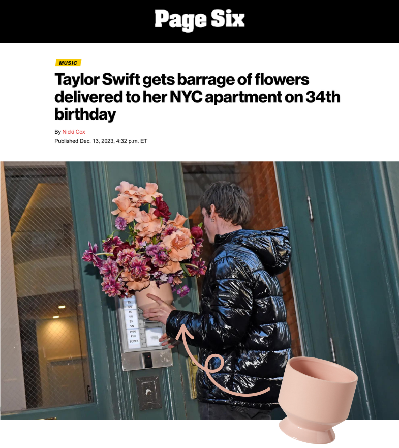 Spotted in the press: The Pasadena Pot being delivered to the iconic Taylor Swift for her birthday!📷
Get yours now: accentdecor.com/pasadena-pot-c…
Florals by the talented East Olivia