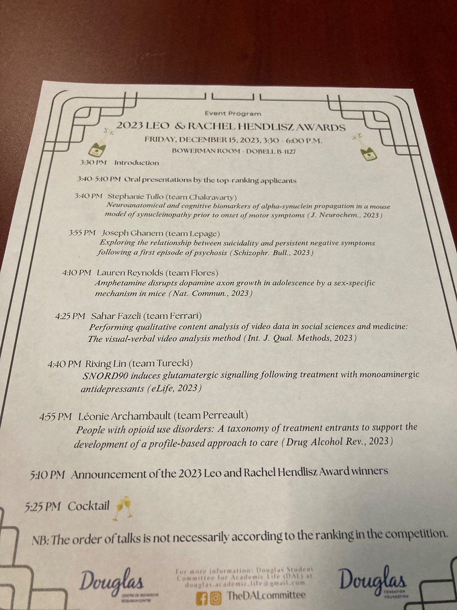 The Hendlisz Event is about to begin - the Douglas’ flagship event to recognize outstanding research at the Douglas