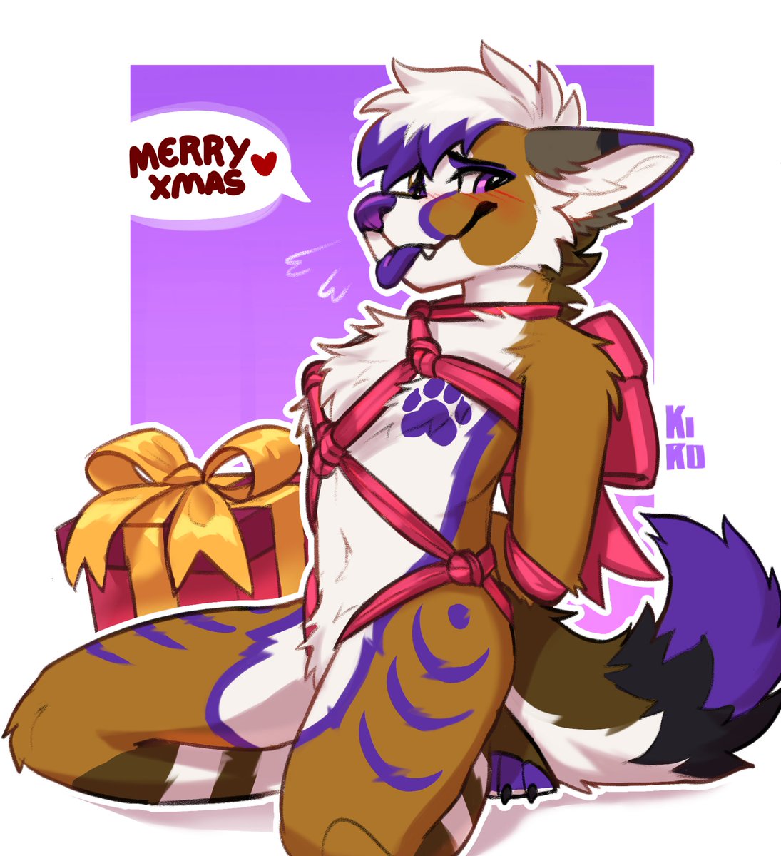 This is what happens when you leave the boyfriend in charge of wrapping gifts, you end up tied yourself... 🎁🪢 Thank you love for the birthday gift, I love it so much! 🎁: @Stratos_Mactra 🎨: @fenneckiro