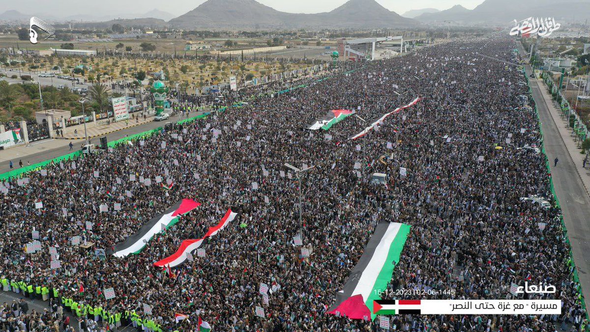 Absolutely COLOSSAL protest for Palestine happening today in Yemen. The resilient Yemeni people have been marching, in their millions, every week and weekend since October 7th, showing unwavering solidarity with Gaza. 🇵🇸🇵🇸🇵🇸🇵🇸🇵🇸🇵🇸🇵🇸🇵🇸🇵🇸