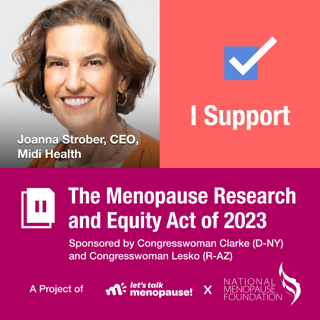 Yesterday was a big one for women’s health, with the introduction of the Menopause Research and Equity Act 2023 to Congress. 🎉

 Midi proudly aligns with @letstalkmenopause in endorsing this new bill.

Join us: letstalkmenopause.org/advocacy

#JoinMidi #menopauseresearchequityact2023