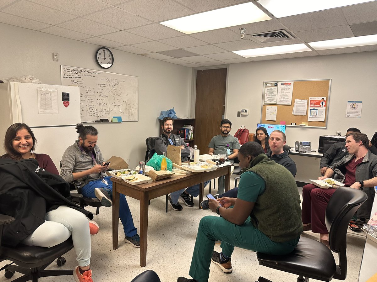 Our fellows and residents on service at LSU having a great lunch and discussing interesting cases with the faculty! Food courtesy: Dr. Taher Tayeb