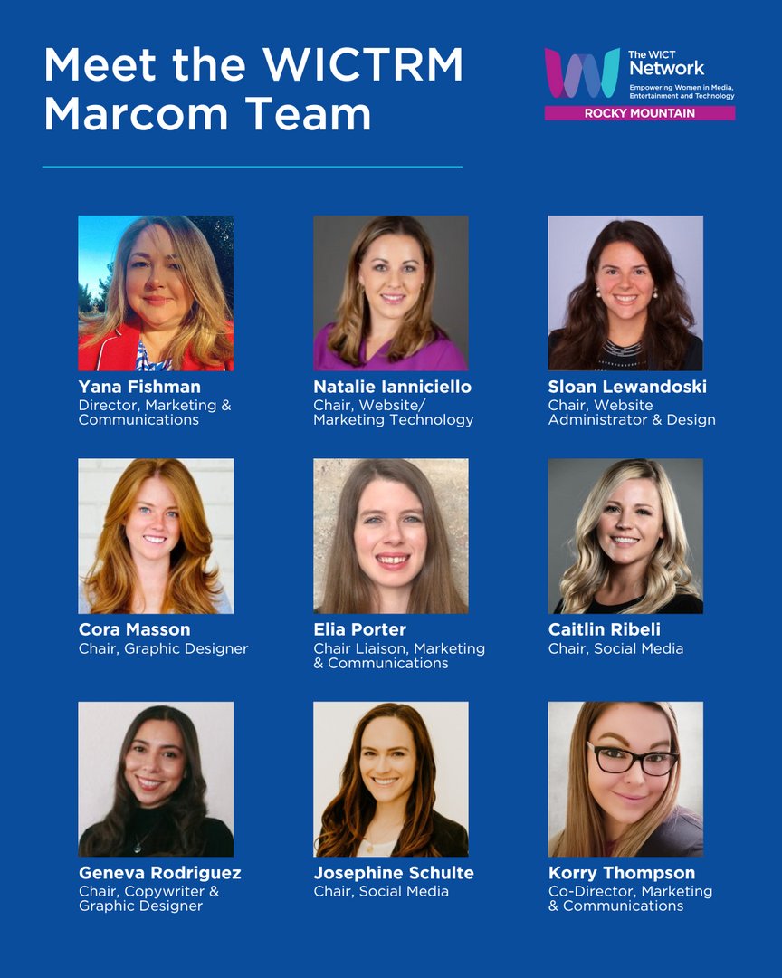 This month The WICT Network: Rocky Mountain is pleased to highlight our Marcom Team!

This amazing team is responsible for partnering and collaborating with all committees to provide marketing support throughout the year. 

Interested? Click the link: wictrm.org/open-board-pos…