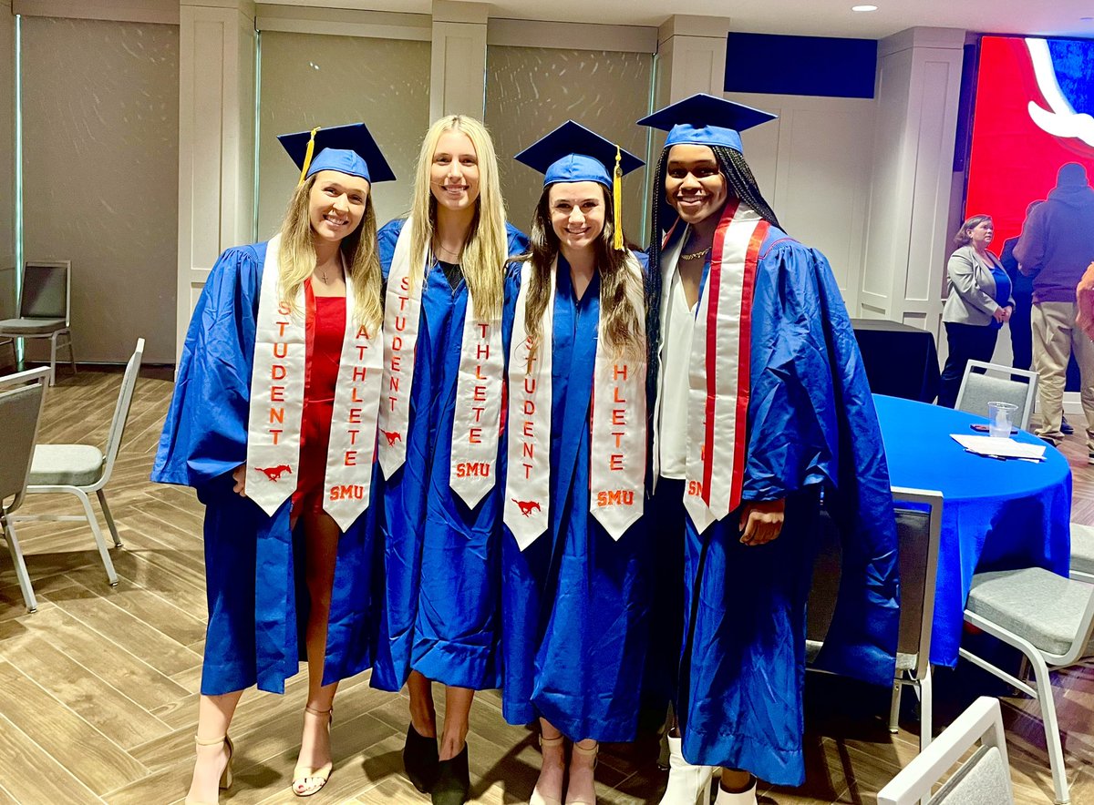 Congratulations 🥳🎉to all of our SMU December graduates especially these 4 amazing humans! 🎓Thank you for always leading the way and best of luck in your new adventures - we can’t wait to hear all about them 💙❤️⚽️ #PonyUpDallas