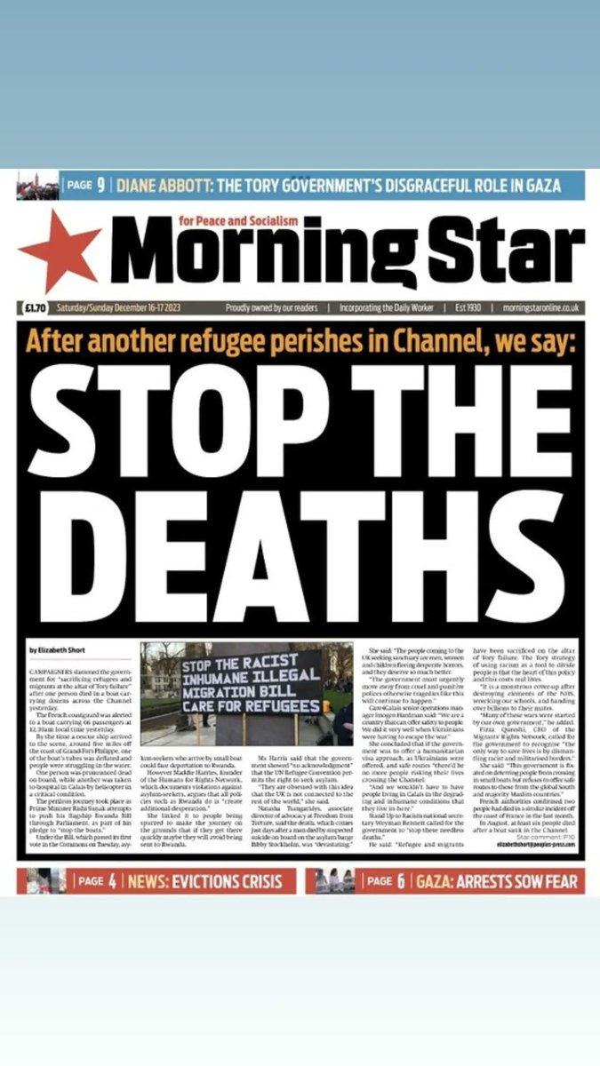 'After another refugee perishes in Channel, we say..STOP THE DEATHS'

#TomorrowsPapersToday 
#SunaksBritain 
#DivideAndRule 
#RwandaBill 
#BibbyStockholm 
#TheNastyParty
#EnoughIsEnough 
#GenevaConvention 
#SunakOut416 
#ToriesOut527
#Newsnight