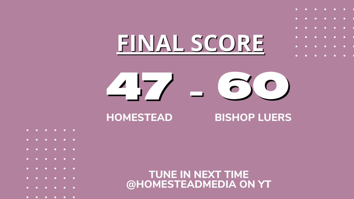 The game is over and Bishop Luers has beat Homestead 47-60.
Remember to tune in next time!