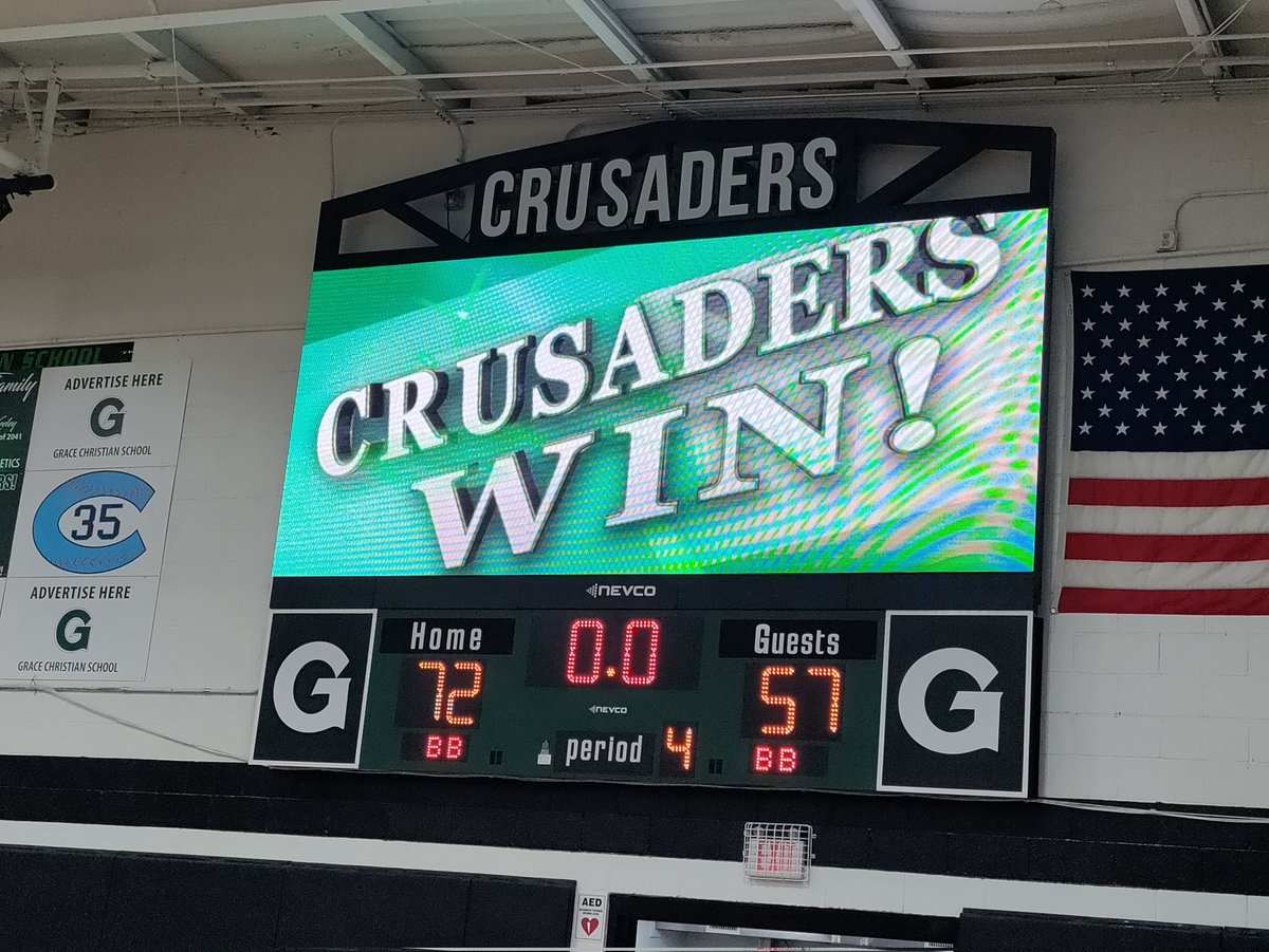 And No. 1 3A Grace scores the 72-57 win over No. 1 4A Cannon tonight. Sarah Strong, Icyss Storm and Isa Roman all with 17 for the Lady Crusaders.