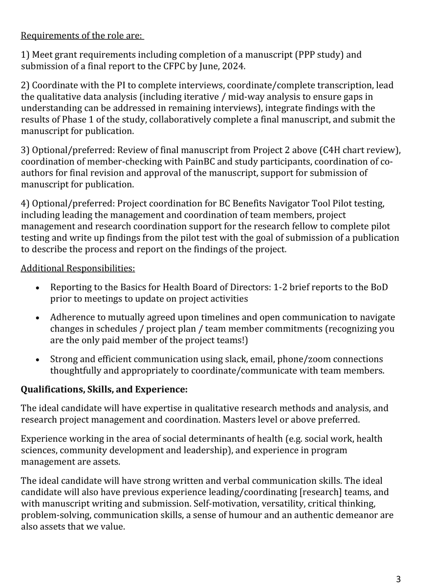 BCNEIHR's tweet photo. Qualitative Researcher / Research Manager / Project Coordinator @BasicsforHealth 
Start date: Immediate (December 2023)
Resumes will be accepted on a rolling basis until the right candidate is found, and interviews will be held as resumes are received https://t.co/aOvje73asZ