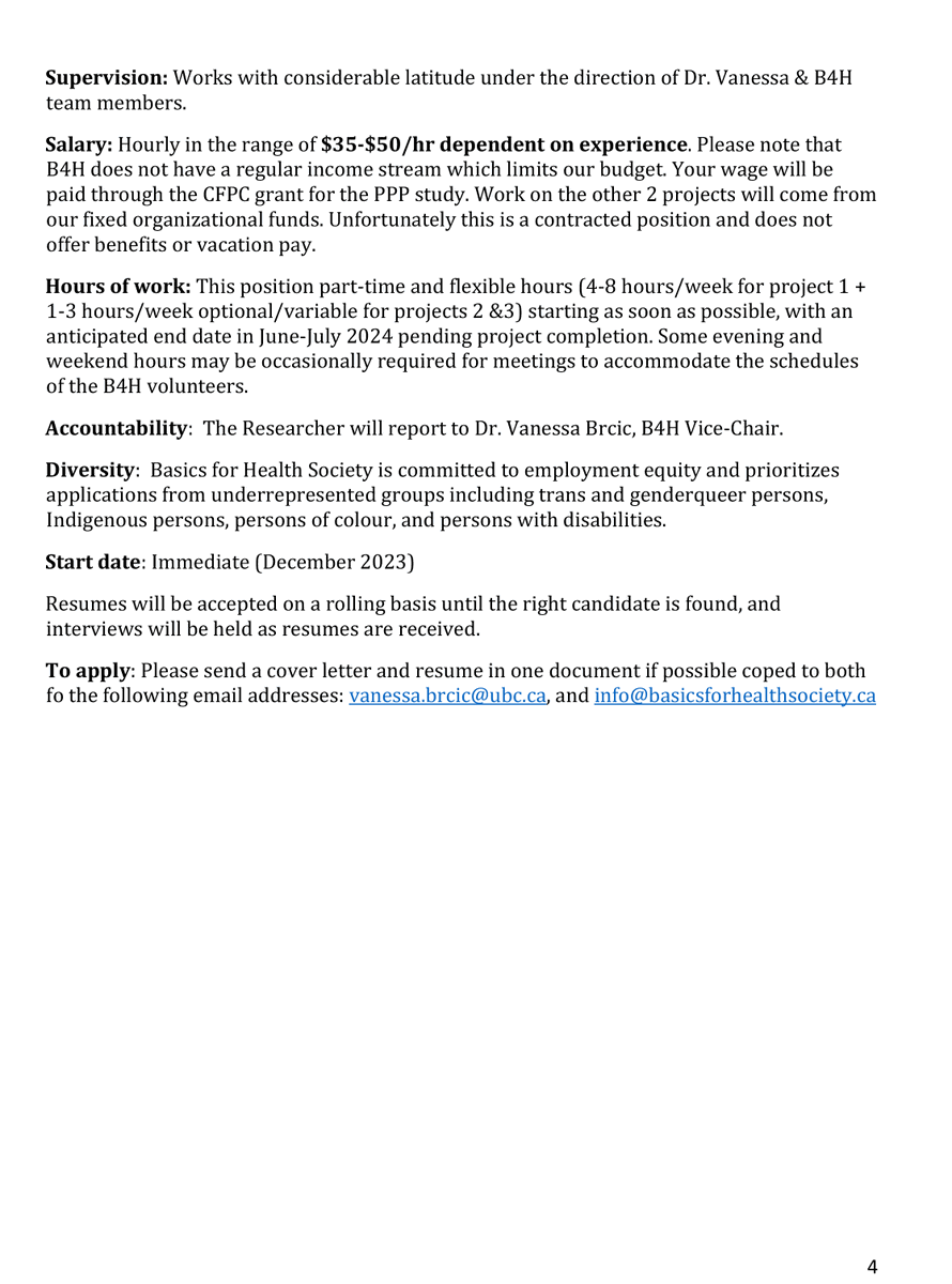 BCNEIHR's tweet photo. Qualitative Researcher / Research Manager / Project Coordinator @BasicsforHealth 
Start date: Immediate (December 2023)
Resumes will be accepted on a rolling basis until the right candidate is found, and interviews will be held as resumes are received https://t.co/aOvje73asZ