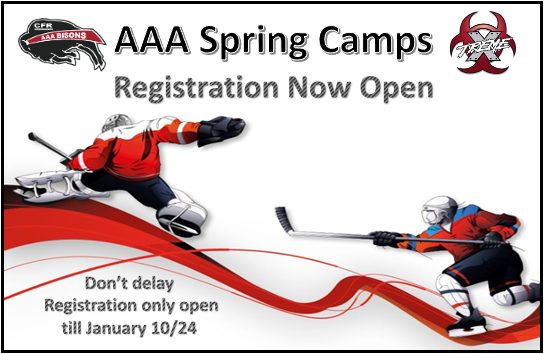 Airdrie Minor Hockey -  AAA Spring ID Camps are now open for the U18 AAA Bisons and the U15 AAA Xtreme.
Go here to register:  airdriehockey.com/article/90190