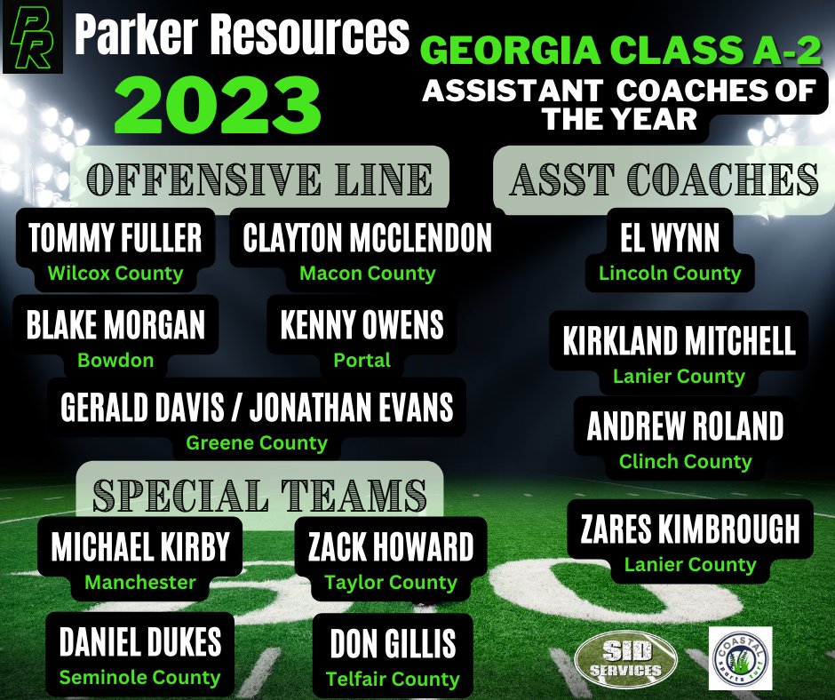 Congratulations to our 2023 Georgia High School Class A-D2 Assistant Coaches of the year! If you know them, tag them and congratulate them!