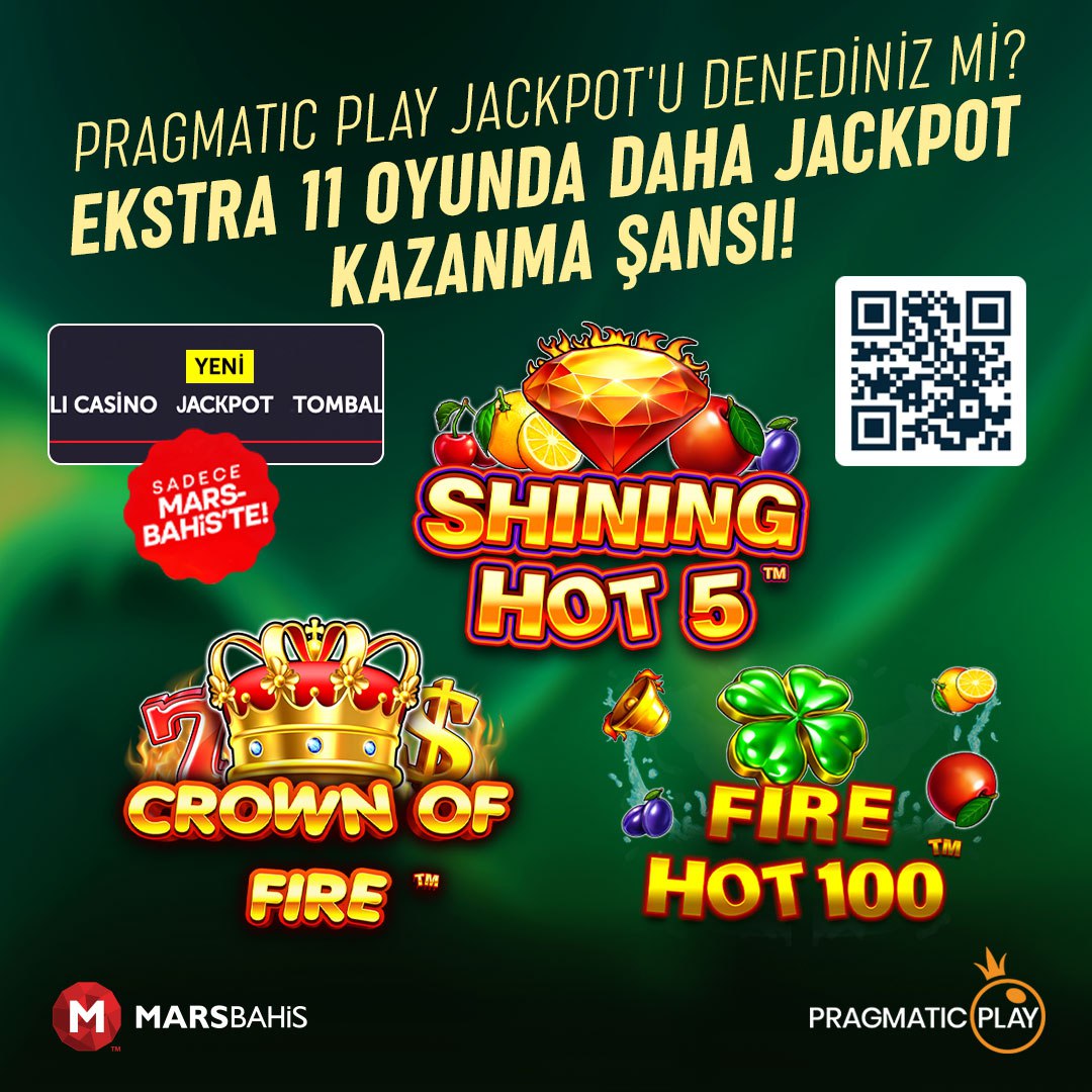 Pragmatic Play Jackpot'u Denediniz Mi ? Ekstra 11 Oyunda Daha Jackpot Kazanma Şansı ! Shining Hot 5 Crown Of Fire Fire HOT 100 Jackpot Artık Pragmatic Oyunlarındada geçerli Marsbahis Kazancın Adresi Olmaya Devam Ediyor.. Güvenilir Liman Marsbahis !