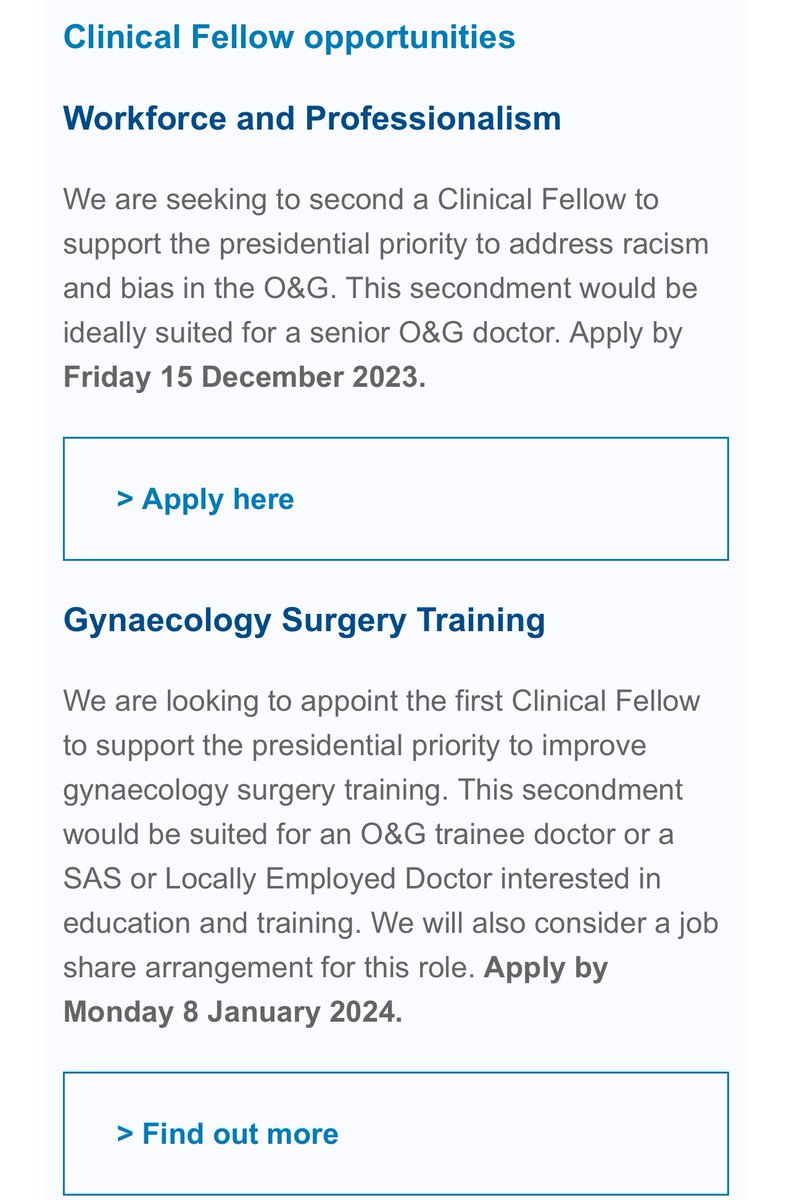 Proud of @RCObsGyn advertising SAS and LED inclusive clinical fellow positions 😊👏@theSAScollect