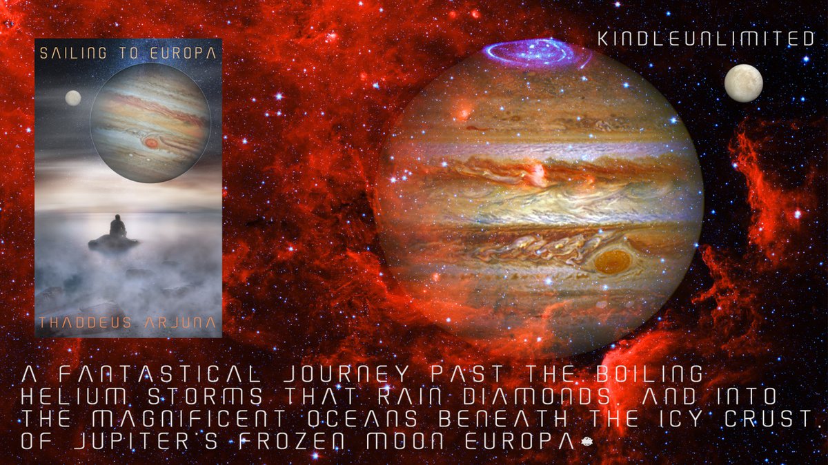#RT @ThaddeusArjuna #KindleUnlimited A Fantastical journey past the Boiling Helium Storms that rain Diamonds, and into the magnificent oceans beneath the icy crust, of Jupiter's frozen moon Europa. amazon.com/Sailing-Europa… #Fantasy #SFF #TBR