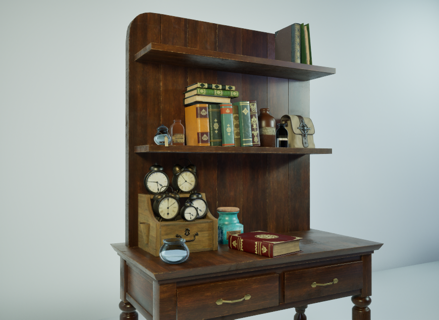 Some previews of the scene with a new setup in unreal. I hate glass materials -.- #ue #b3d #substancepainter