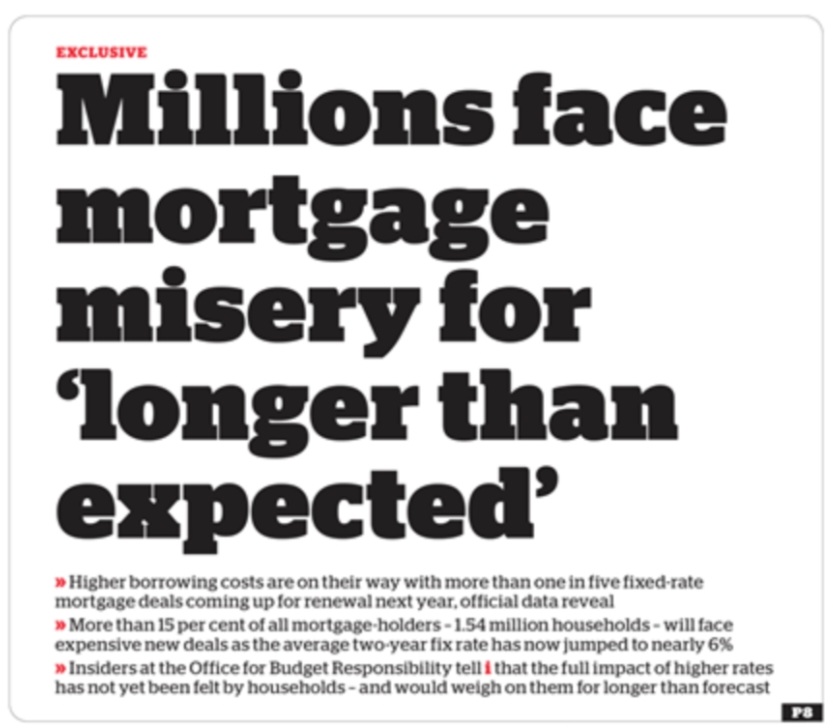 Millions of UK voters face Tory mortgage misery for 'longer than expected'.

Due to Truss, Sunak and Tory incompetence mortgage rates will remain high into 2025.

#ToriesOut526
#SunakOut416
#ToryMortgageTax
#ToryIncompetence
#GeneralElectionNow