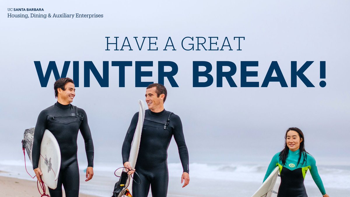 You did it #Gauchos! Fall quarter is officially complete! We hope you have a great break, relaxing and spending time with loved ones. 

See you in 2024! 💙💛💙

#UCSB #UCSantaBarbara #winterbreak #ucsb2024 #ucsb2025 #ucsb2026 #ucsb2027
