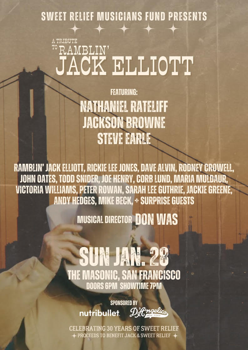 We've always been grateful for our relationship with @sweetrelief and happy to support their work, so it's our great pleasure to share the news of their upcoming tribute to Ramblin' Jack Elliott at the Masonic on January 28. Incredible lineup!
Tickets: bit.ly/RJETribute