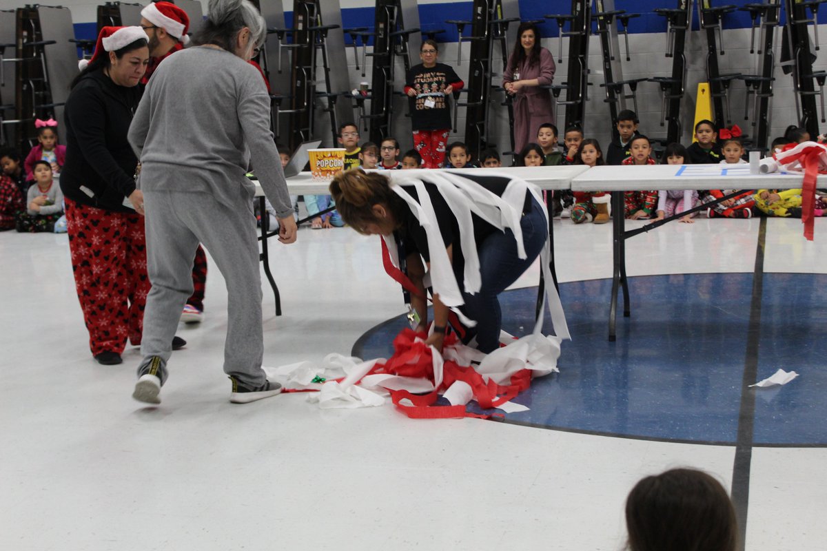 Transforming teachers to snowmen in another one-minute challenge.