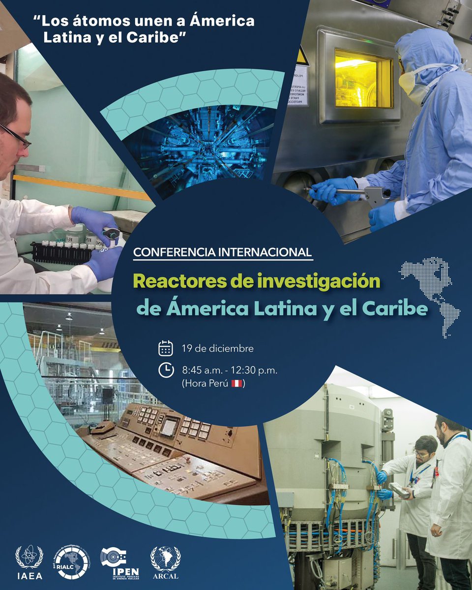 Desde @ipenperu nos invitan a la Conferencia Internacional sobre Reactores de Investigación. 🗓️ Martes 19/dic ⏰ 08:45 hrs (hora Perú) 📌 Virtual vía Zoom Toda la info aquí: bit.ly/3tl5sVW