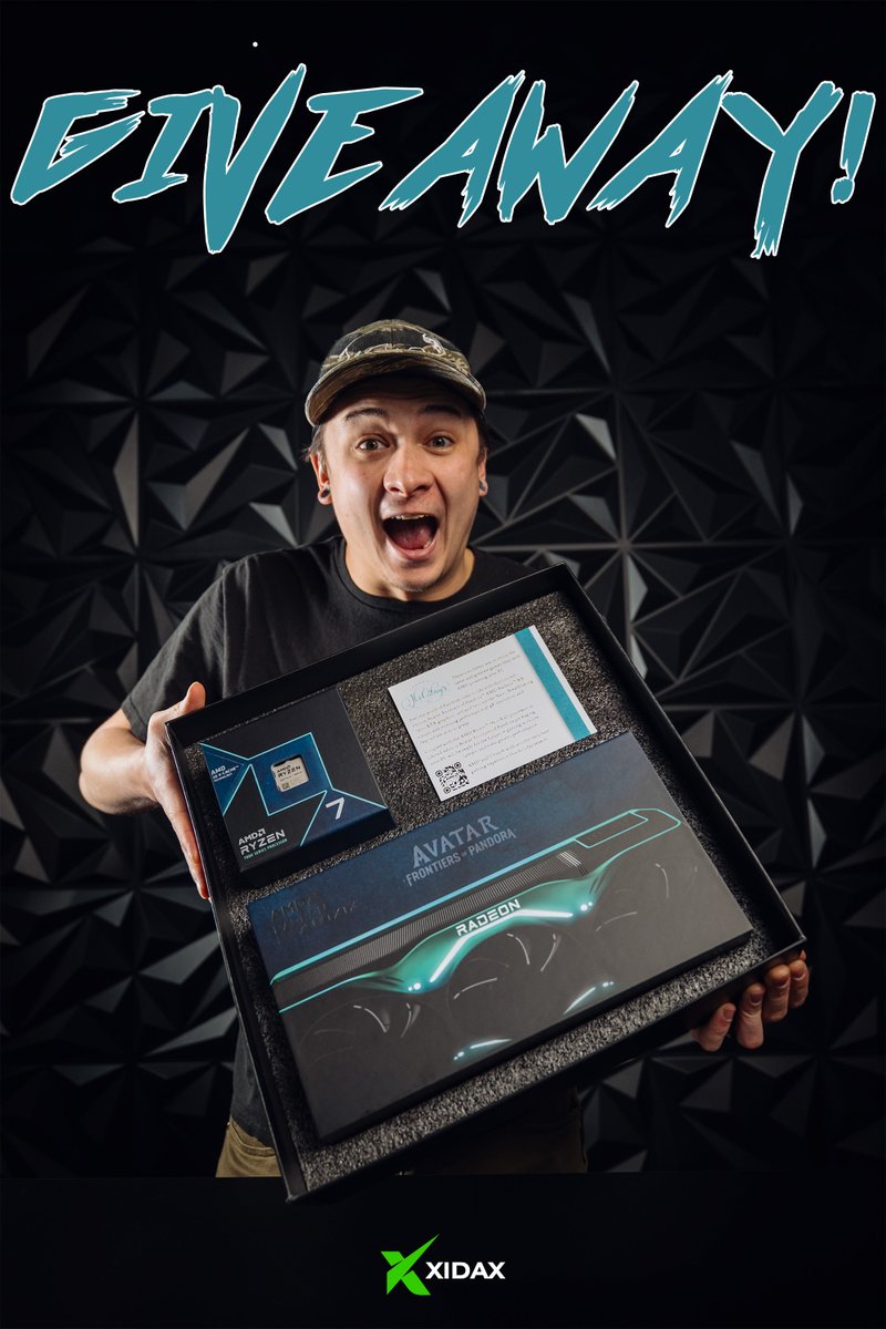 Xidax PCs (@xidaxpcs) on Twitter photo FREE CPU & GPU!
Thanks to our friends at <a href="/AMDGaming/">AMD Gaming</a> , we're giving away this <a href="/AvatarFrontiers/">Avatar: Frontiers of Pandora</a> Frontiers of Pandora themed Ryzen 7 7800X3D and Radeon RX 7900XTX
---------------------------------------------------------
To Enter:
-Follow Xidax
-Like This Tweet
-Retweet
-Comment FREE CPU & GPU!
Thanks to our friends at <a href="/AMDGaming/">AMD Gaming</a> , we're giving away this <a href="/AvatarFrontiers/">Avatar: Frontiers of Pandora</a> Frontiers of Pandora themed Ryzen 7 7800X3D and Radeon RX 7900XTX
---------------------------------------------------------
To Enter:
-Follow Xidax
-Like This Tweet
-Retweet
-Comment