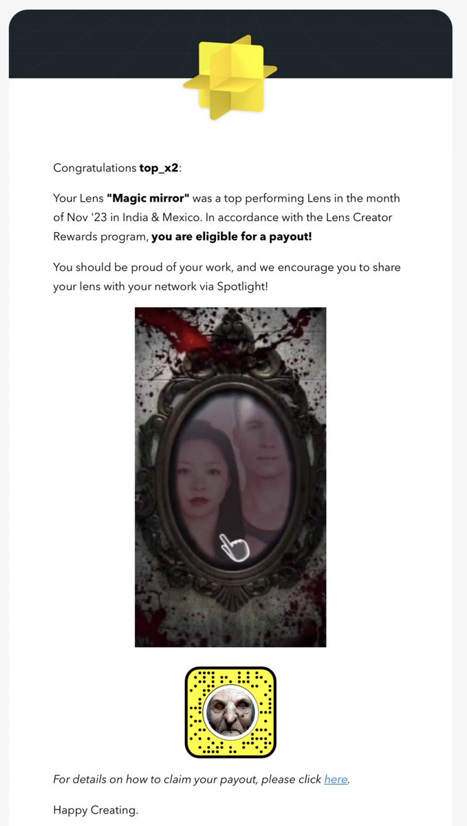 For the second time, profit has been achieved in the Lens Creator program. Thank you,  <a href="/SnapAR/">Snap AR</a>  🎉🎊