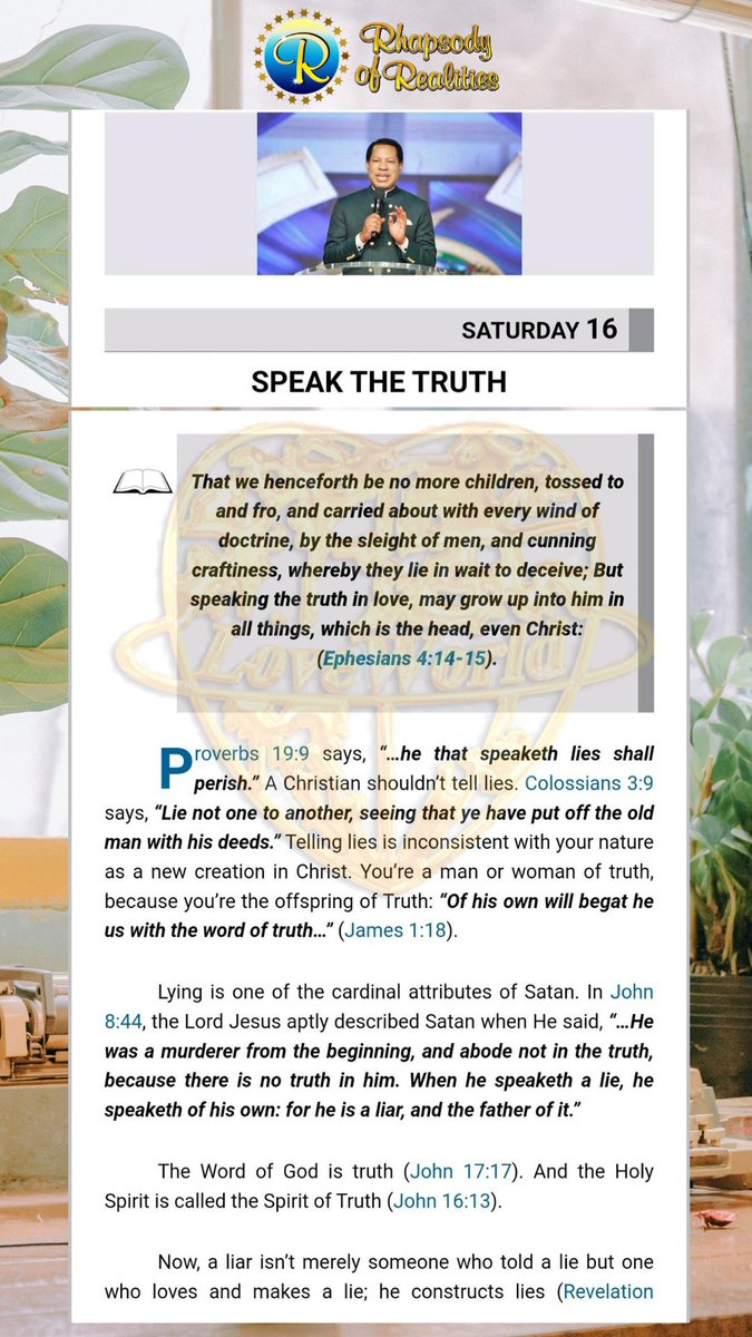 MorganRoyle's tweet photo. The Word of God is truth (John 17:17). And the Holy Spirit is called the Spirit of Truth (John 16:13).

#Rhapsodyofrealities
#RhapsodyDec16

https://t.co/qhHcLneWHy https://t.co/0gRGQwVRTK