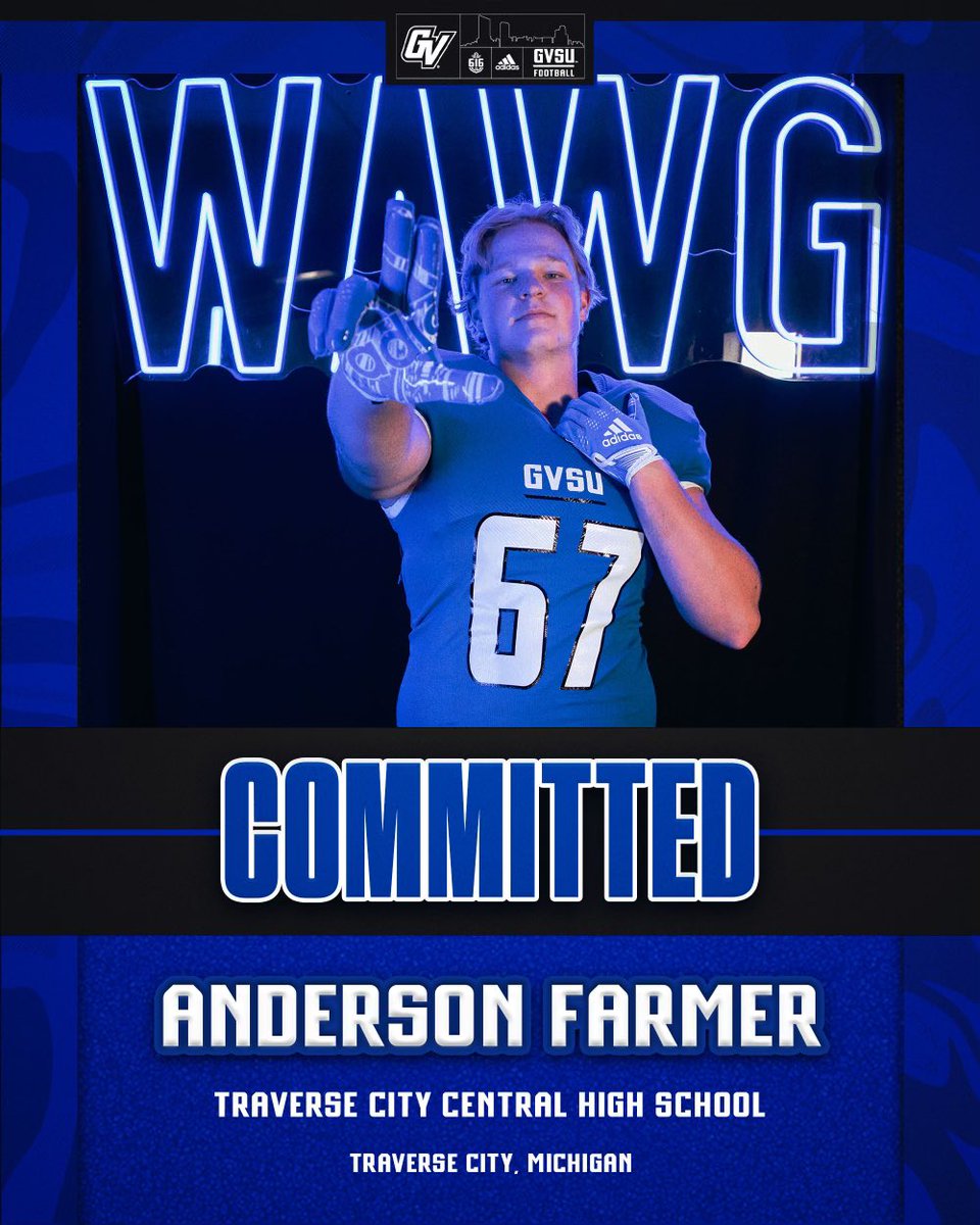#AGTG I just want to thank everyone that has helped me through this process including family, friends, and coaches. Everyone has been super helpful in the making this decision and I’m excited to announce that I am 110% committed to Grand Valley State University!! Anchor Up!!⚓️⬆️