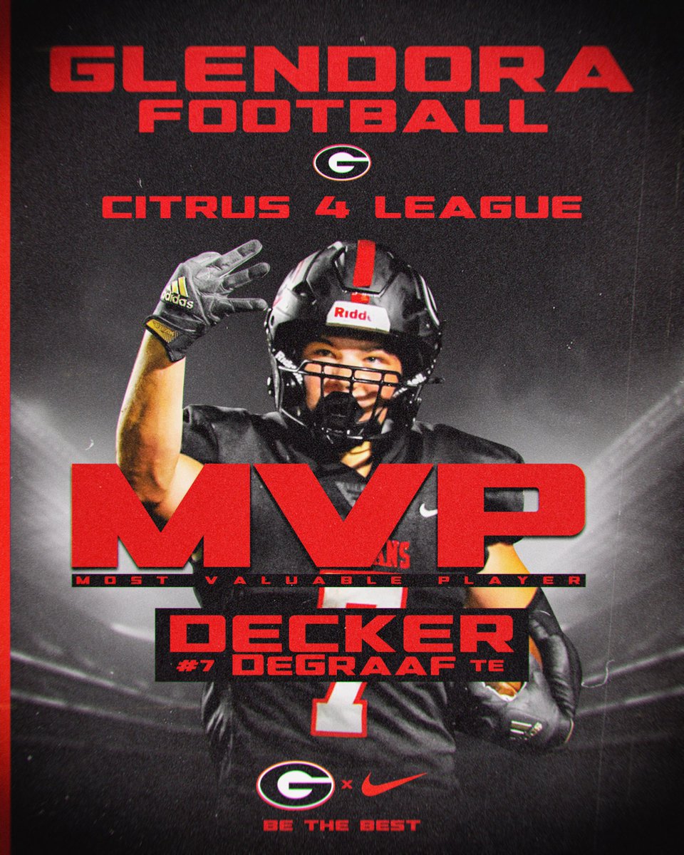 Glendora Football (@glendorahighfb) on Twitter photo Congratulations to Tight End Decker DeGraaf for being name Offensive MVP of the Citrus 4 league! <a href="/DeckerDegraaf/">Decker DeGraaf</a>
#bethebest Congratulations to Tight End Decker DeGraaf for being name Offensive MVP of the Citrus 4 league! <a href="/DeckerDegraaf/">Decker DeGraaf</a>
#bethebest