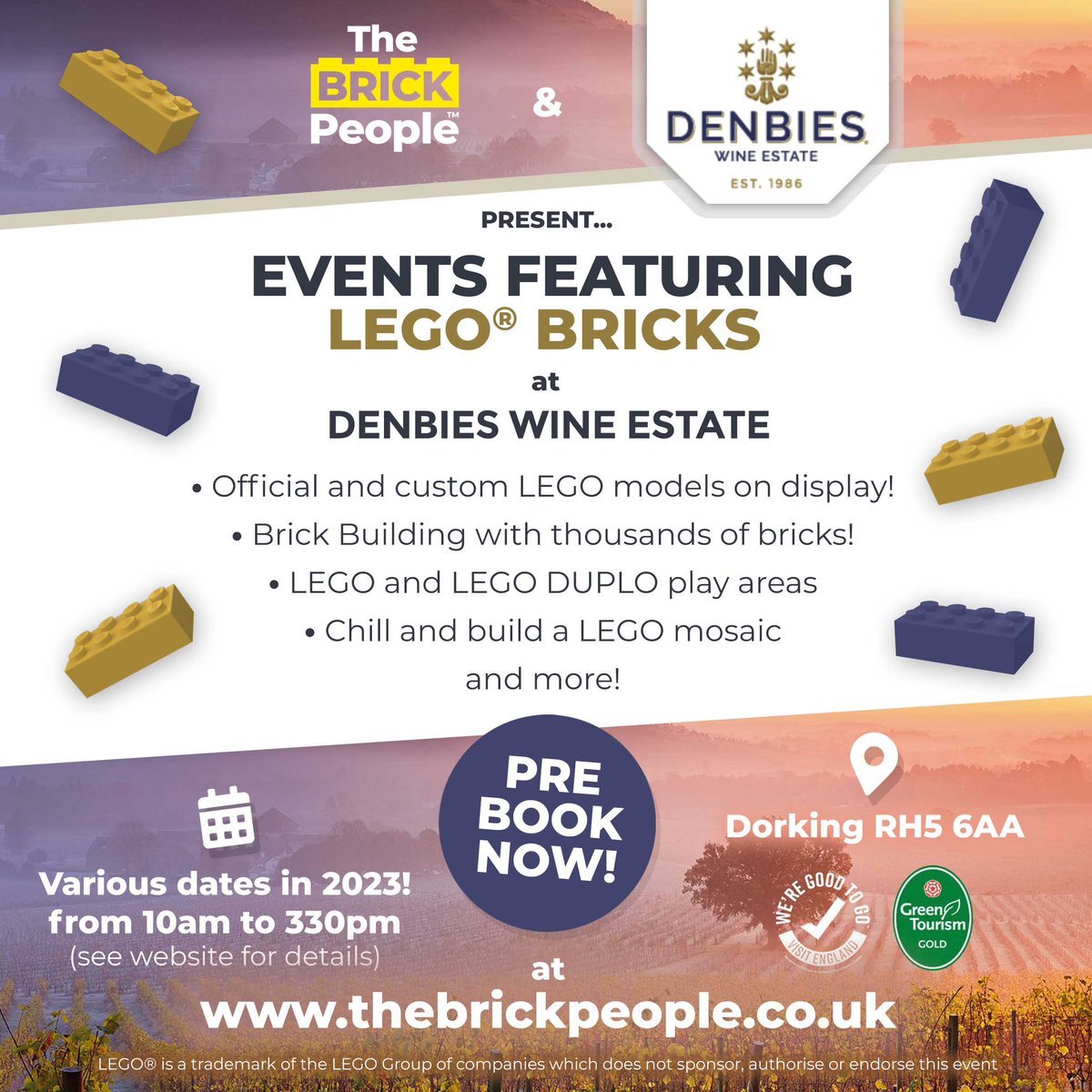 We have lots of events coming up @denbiesvineyard in Dorking, check out our website for all dates. Next up is this Sunday 17th and Monday 18th! #lego #legoevents #dorking #dorkingevents
