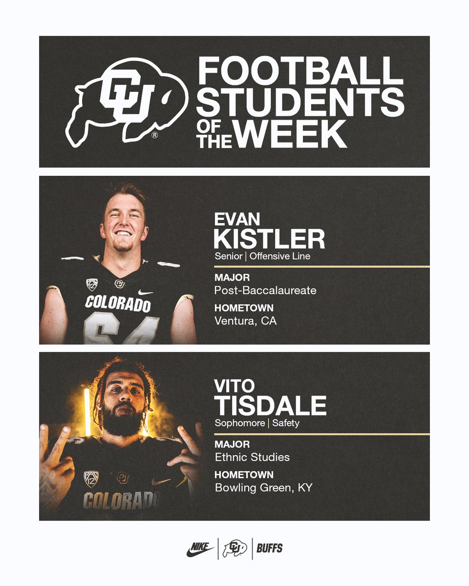 Congratulations to Football Students of the Week, Evan Kistler &amp; <a href="/vitotisdale7/">V</a>  👏

#GoBuffs 🦬