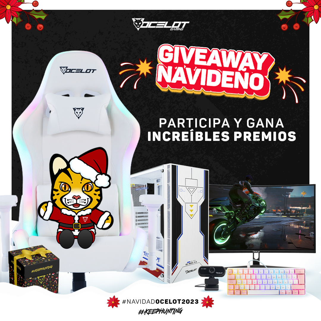 🎁GIVEAWAY NAVIDEÑO🎁
🟡PRIMERA DINAMICA🟡
¡Manada! Como cada año Ozy Claus le trae muchos regalos a todos ustedes en estas fechas navideñas🐱🎄
Para participar debes hacer lo siguiente
-Follow <a href="/OcelotGamingMX/">Ocelot Gaming MX 🐱</a> 
-RT &amp; Like
-Comenta #NavidadOcelot2023
(1/5)