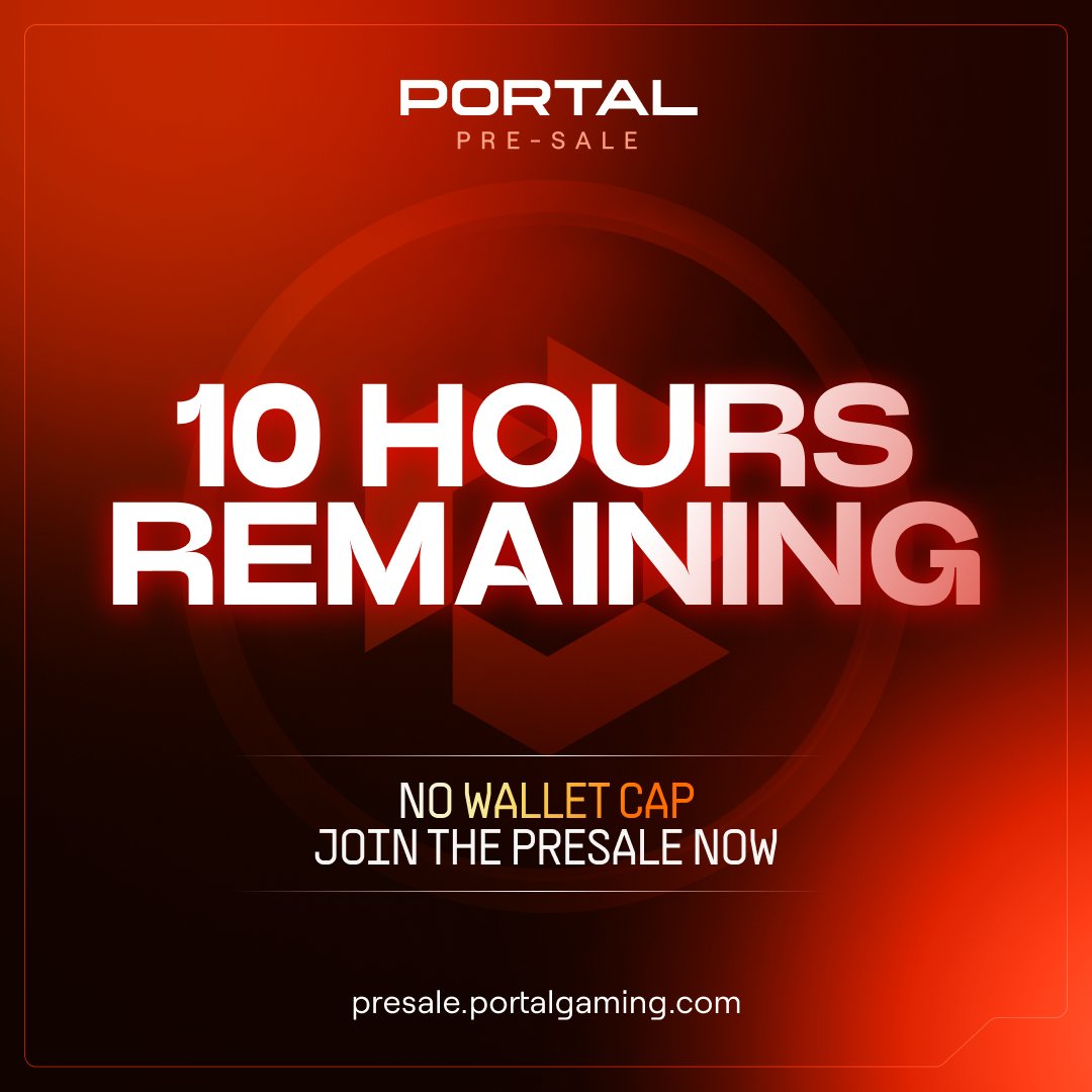 The Portal Presale has had outstanding levels of demand. The energy from the community is truly incredible. We couldn't be more excited for the future. With only 10 hours to go, join us in the final stages at: presale.portalgaming.com