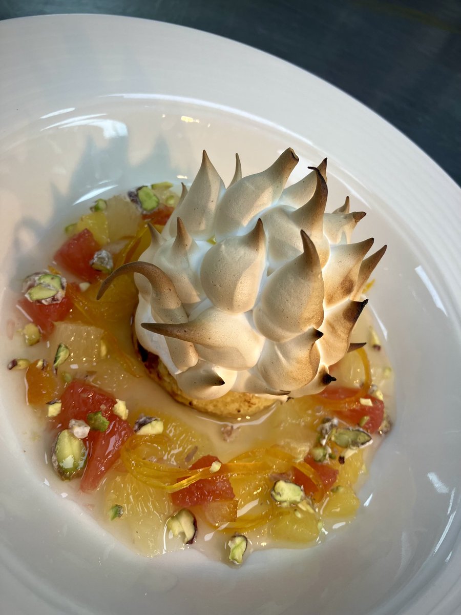 Mandarin baked Alaska with citrus fruit salad